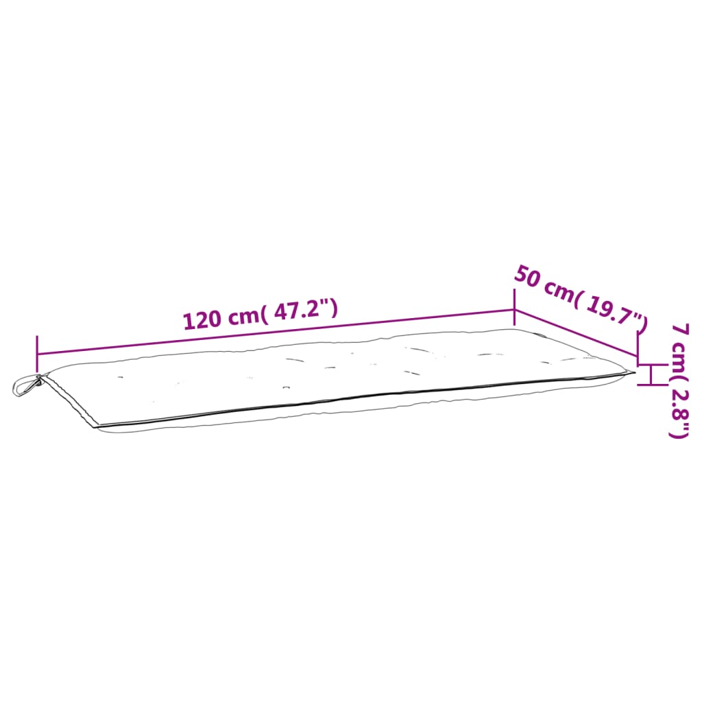 Almofadões banco jardim 2pcs 120x50x7cm mesclado creme