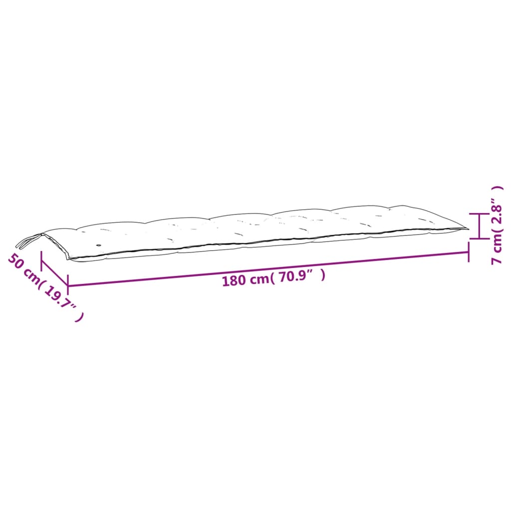 Almofadões banco jardim 2pcs 180x50x7 cm mesclado tecido