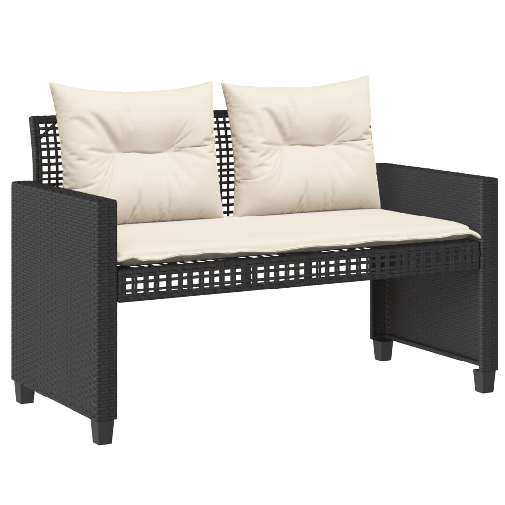 4 pcs conj. sofás p/ jardim c/ almofadões vime PE/vidro preto