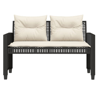 4 pcs conj. sofás p/ jardim c/ almofadões vime PE/vidro preto