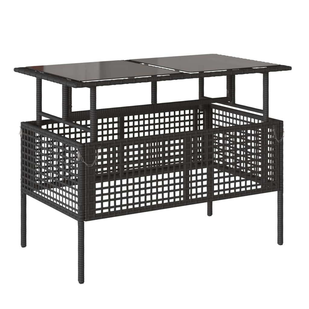 4 pcs conj. sofás p/ jardim c/ almofadões vime PE/vidro preto