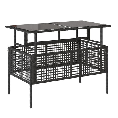 4 pcs conj. sofás p/ jardim c/ almofadões vime PE/vidro preto