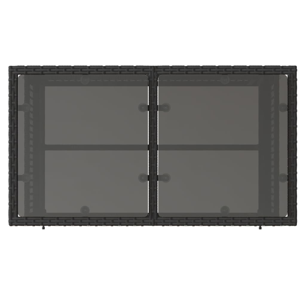 4 pcs conj. sofás p/ jardim c/ almofadões vime PE/vidro preto