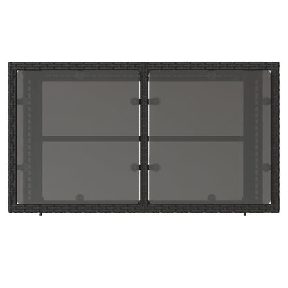 4 pcs conj. sofás p/ jardim c/ almofadões vime PE/vidro preto