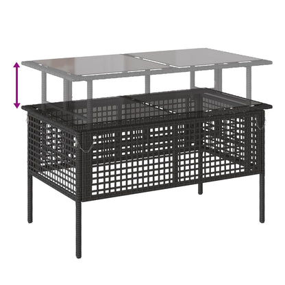4 pcs conj. sofás p/ jardim c/ almofadões vime PE/vidro preto