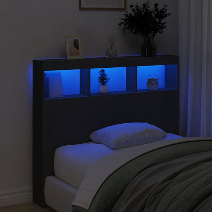 Armário de cabeceira com luzes LED 120x17x102 cm preto