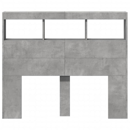 Armário de cabeceira c/ luzes LED 120x17x102cm cinzento cimento
