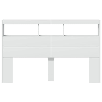 Armário de cabeceira com luzes LED 160x17x102 cm branco