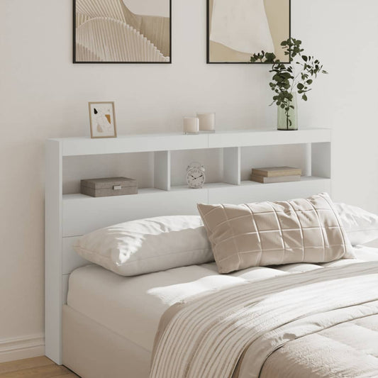 Armário de cabeceira com luzes LED 160x17x102 cm branco