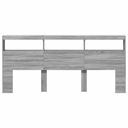 Armário de cabeceira c/ luzes LED 220x17x102 cm cinzento sonoma