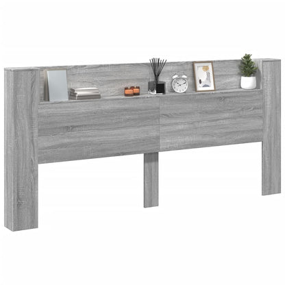 Armário de cabeceira c/ luzes LED 220x16,5x103,5cm cinza sonoma