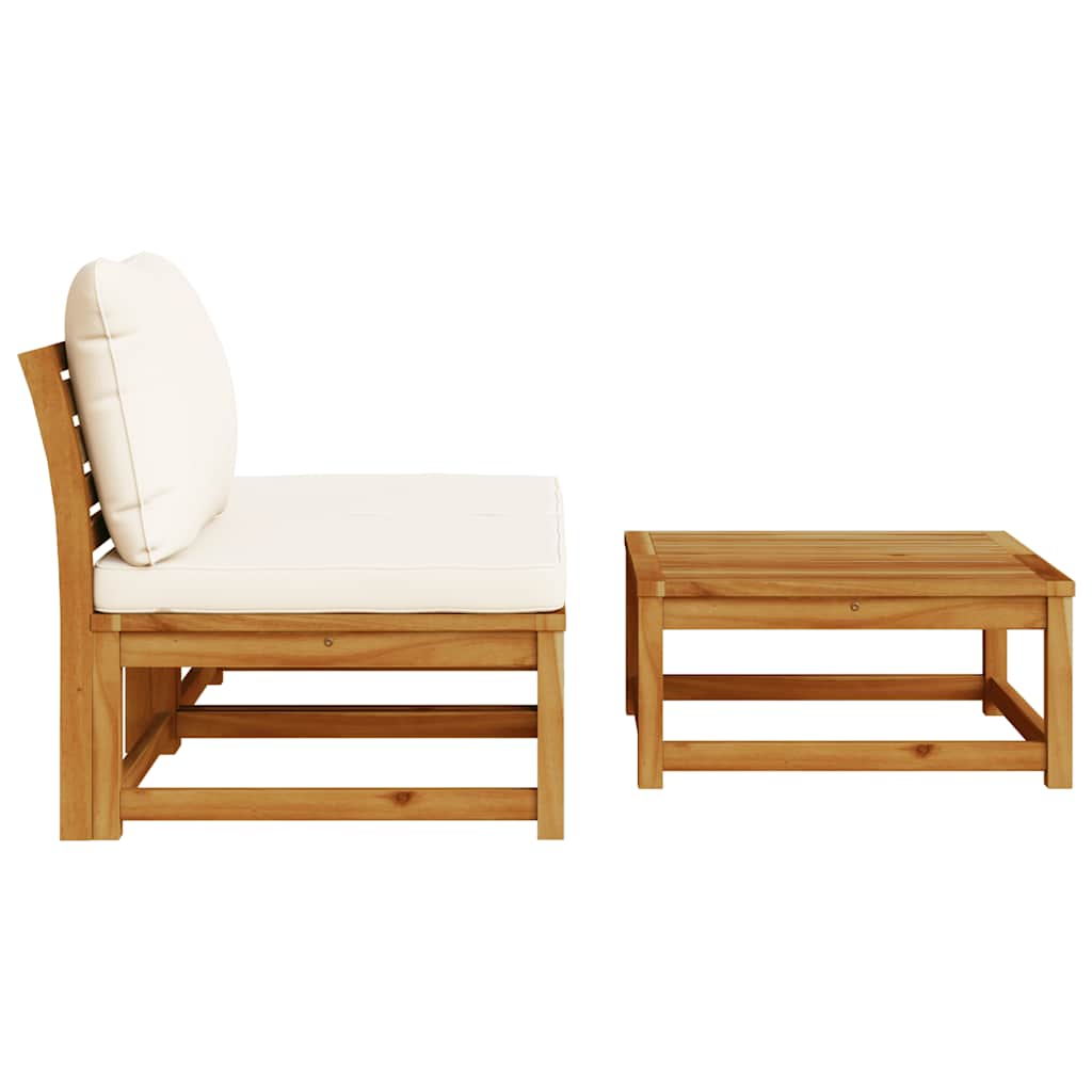 3 pcs conjunto lounge de jardim c/ almofadões acácia maciça