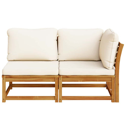 2 pcs conjunto lounge de jardim c/ almofadões acácia maciça