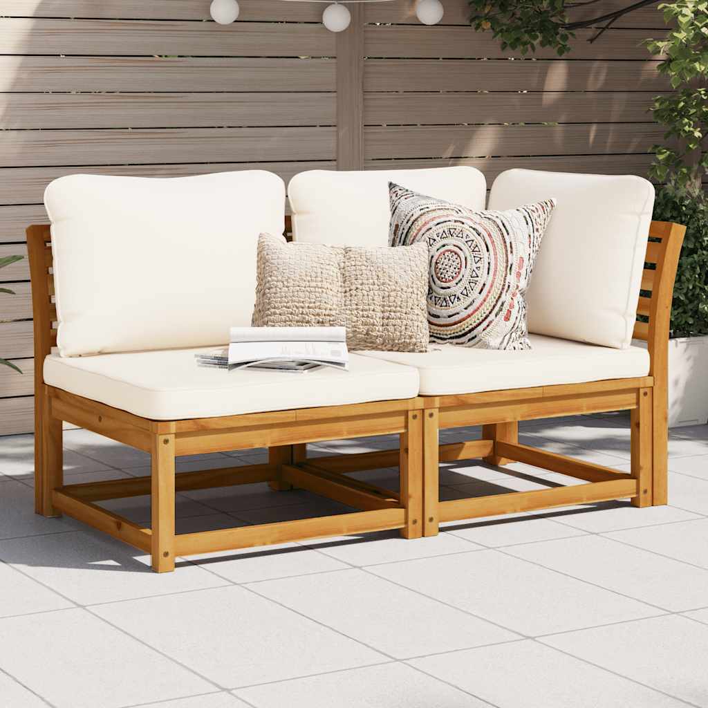 2 pcs conjunto lounge de jardim c/ almofadões acácia maciça