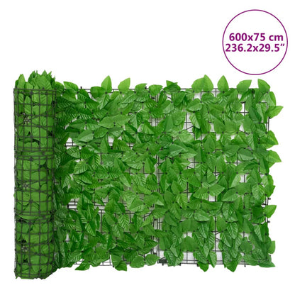 Tela de privacidade p/ varanda c/ folhas 600x75 cm verde