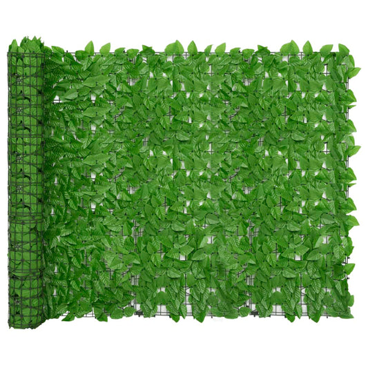 Tela de privacidade p/ varanda c/ folhas 300x150 cm verde