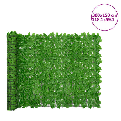 Tela de privacidade p/ varanda c/ folhas 300x150 cm verde