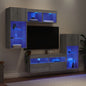 5 pcs móveis parede p/ TV c/ LEDs deriv. madeira cinza sonoma