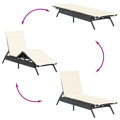 Espreguiçadeiras com mesa 2 pcs vime PE preto