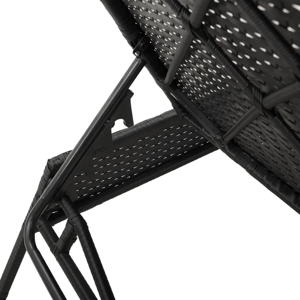 Espreguiçadeiras com mesa 2 pcs vime PE preto