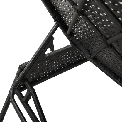 Espreguiçadeiras com mesa 2 pcs vime PE preto