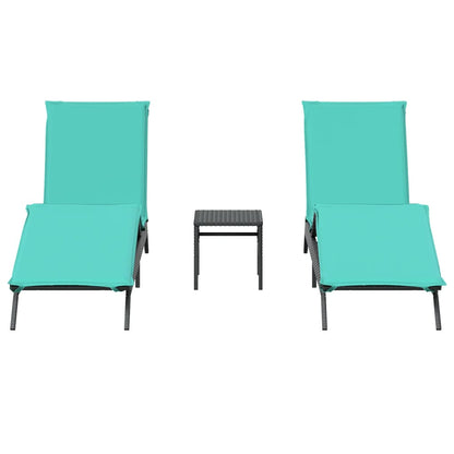 Espreguiçadeiras com mesa 2 pcs vime PE preto