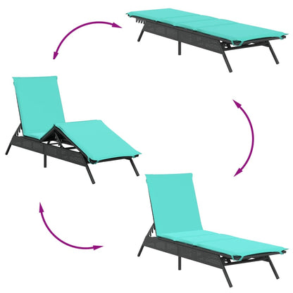 Espreguiçadeiras com mesa 2 pcs vime PE preto
