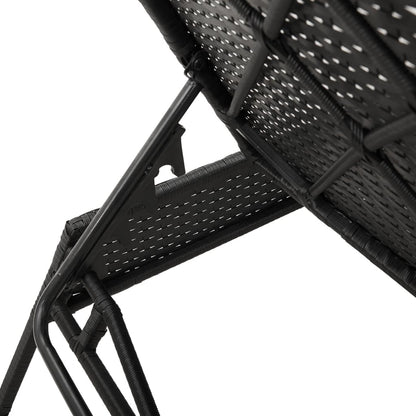 Espreguiçadeiras com mesa 2 pcs vime PE preto