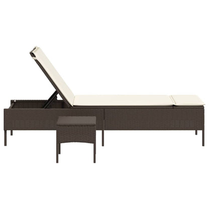 Espreguiçadeira com mesa e almofadão vime PE castanho