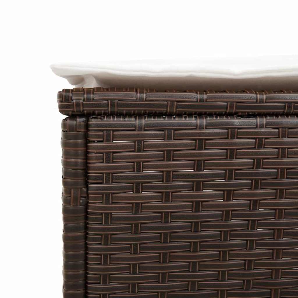 Espreguiçadeira com mesa e almofadão vime PE castanho