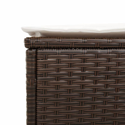 Espreguiçadeira com mesa e almofadão vime PE castanho