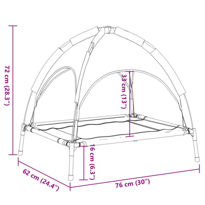 Cama para cães com toldo tecido oxford e aço antracite