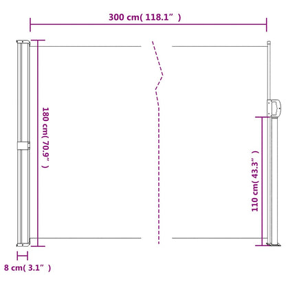 Toldo lateral retrátil antracite 180x300 cm