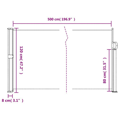 Toldo lateral retrátil antracite 120x500 cm
