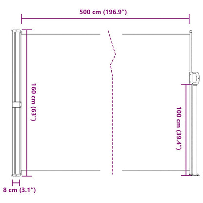 Toldo lateral retrátil 160x500 cm antracite