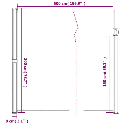 Toldo lateral retrátil 200x500 cm antracite