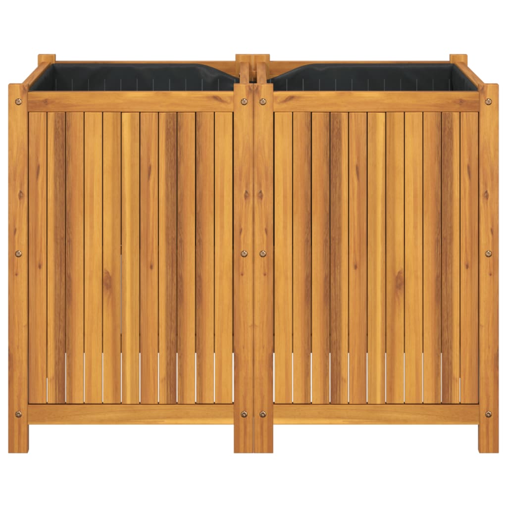 Vaso/floreira de jardim com forro 100x50x75 cm acácia maciça