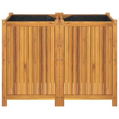 Vaso/floreira de jardim com forro 100x50x75 cm acácia maciça