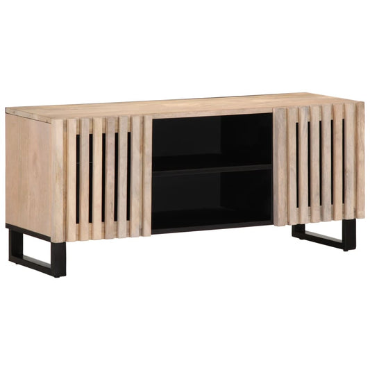 Móvel de TV 105x34x46 cm madeira de mangueira maciça branco