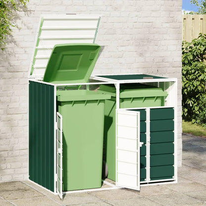 Contentor c/ rodas p/ dois caixotes lixo 144x81x113cm aço verde