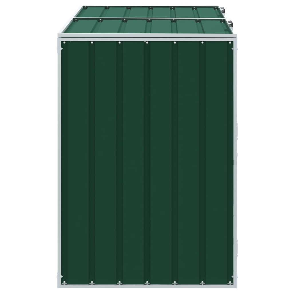 Contentor c/ rodas p/ dois caixotes lixo 144x81x113cm aço verde