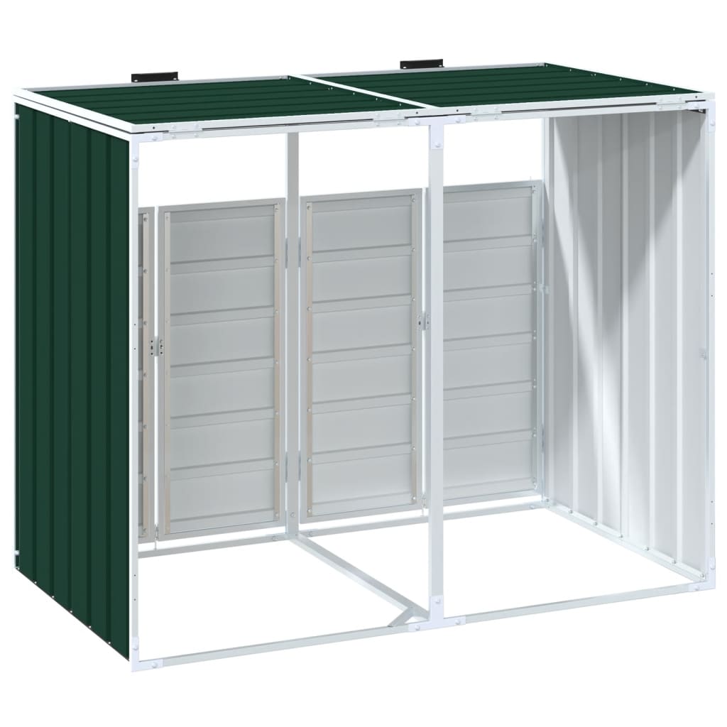 Contentor c/ rodas p/ dois caixotes lixo 144x81x113cm aço verde