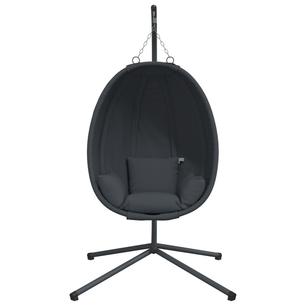 Cadeira suspensa Egg com suporte em tecido antracite e aço
