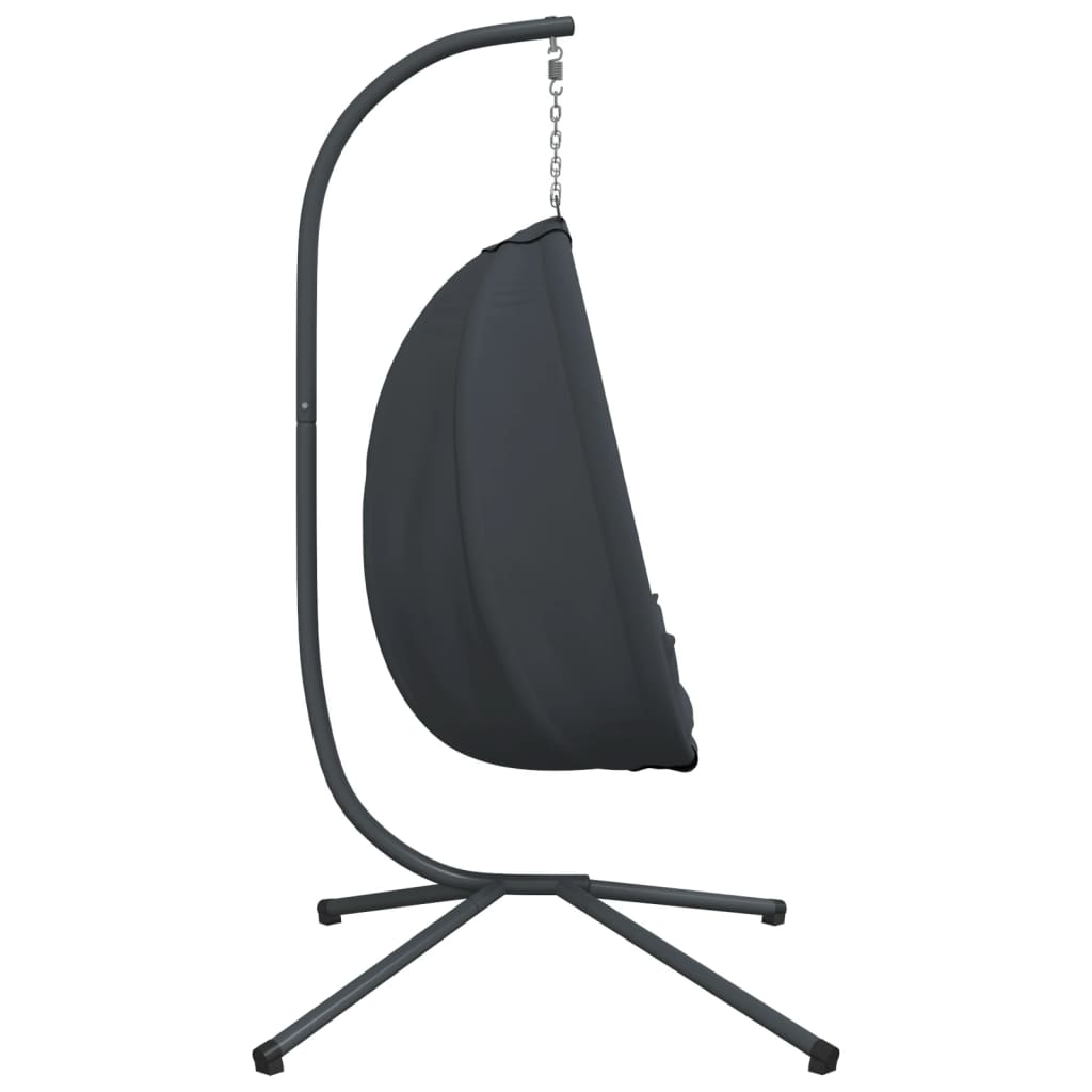 Cadeira suspensa Egg com suporte em tecido antracite e aço