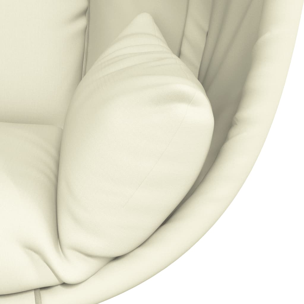 Cadeira em forma de ovo suspensa com suporte tecido/aço bege