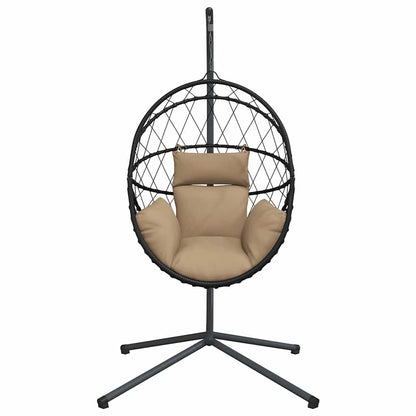 Cadeira em forma de ovo suspensa c/ suporte vime/aço antracite