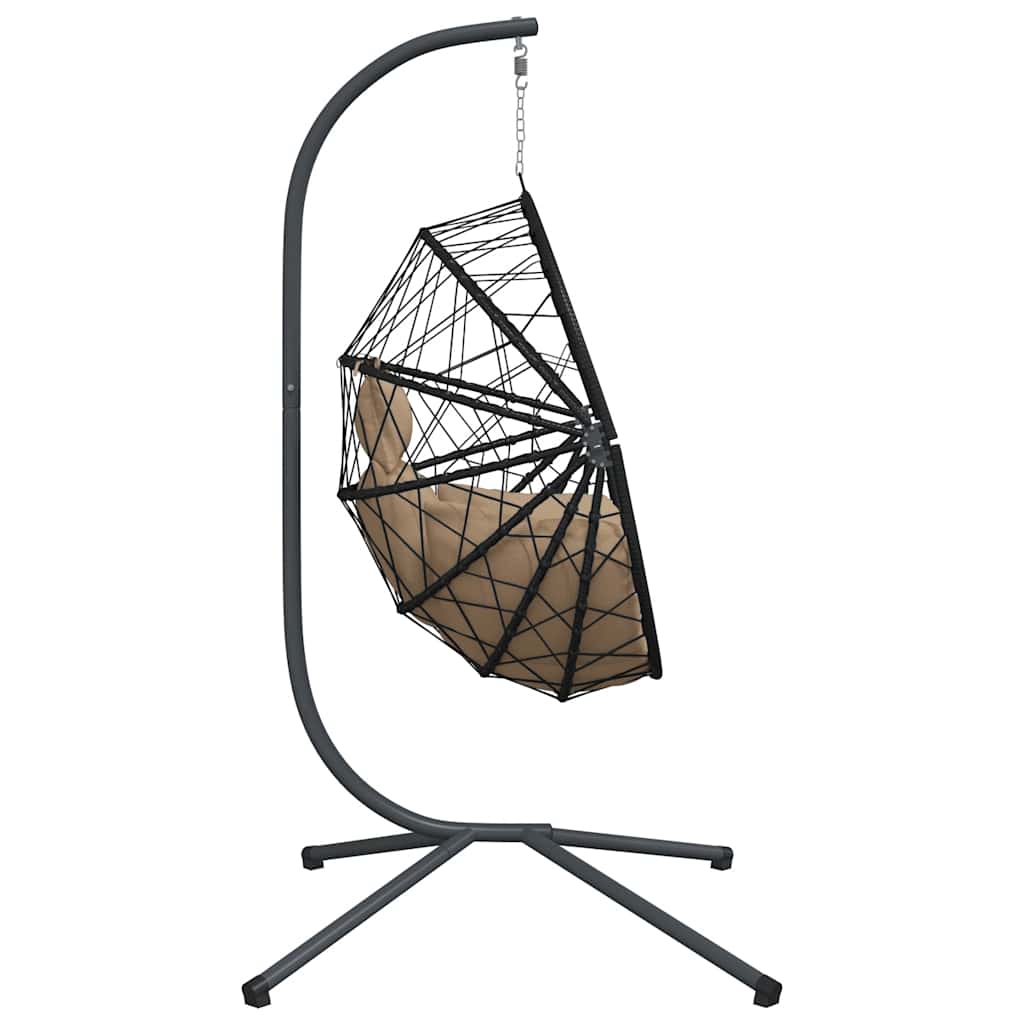 Cadeira em forma de ovo suspensa c/ suporte vime/aço antracite