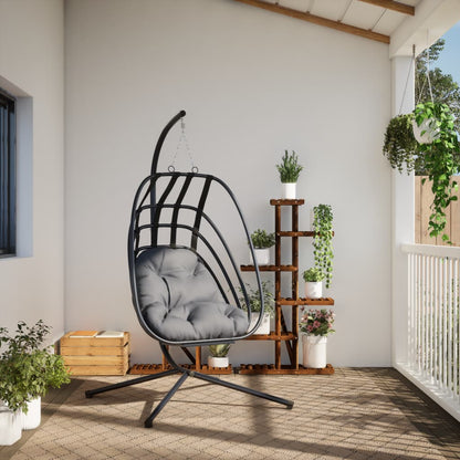 Cadeira suspensa Egg com suporte em aço antracite