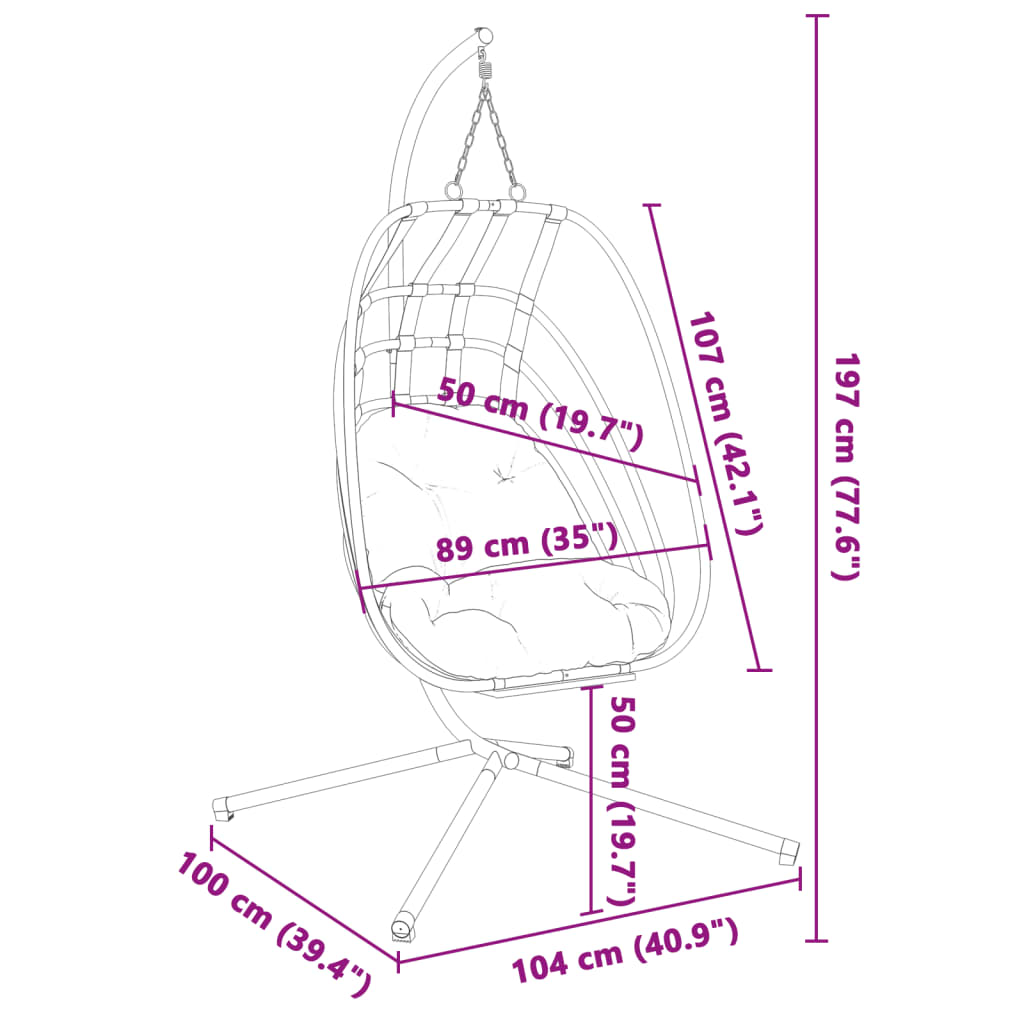 Cadeira suspensa Egg com suporte em aço antracite