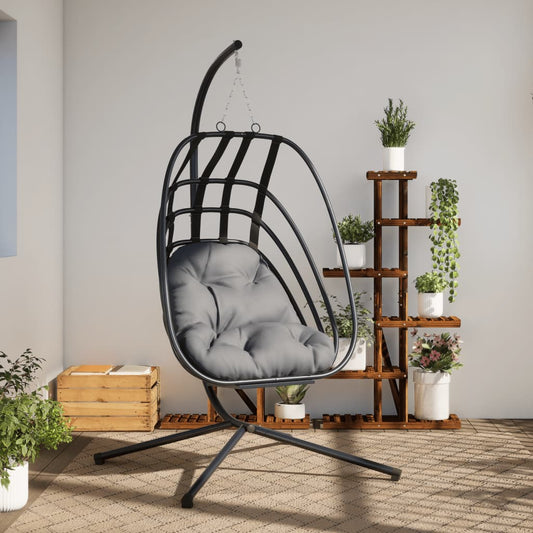 Cadeira suspensa Egg com suporte em aço antracite